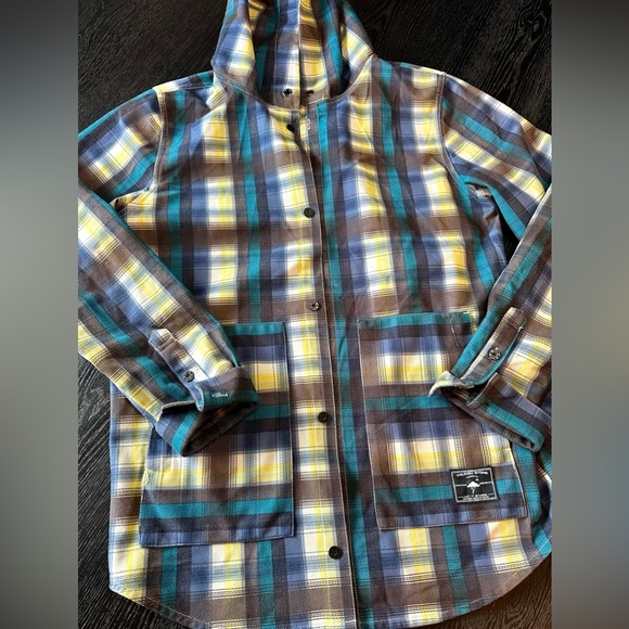 Volcom Blue Green Plaid Button Up Performance Jacket M/L - Picture 1 of 7